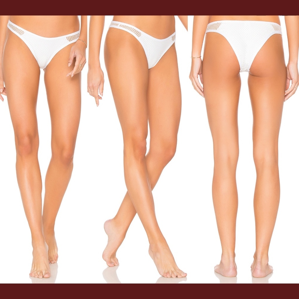 NEW L Space Stevie High Cut Bikini Bottoms in White [SZ Large‎ ]
